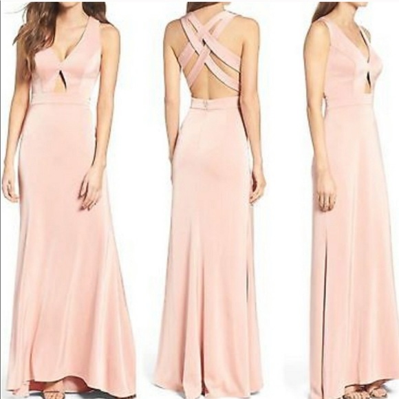 Xscape Dresses & Skirts - Xscape crossback cutout maxi dress dusty pink
